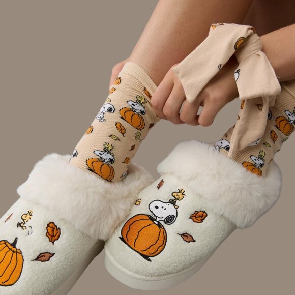 American Eagle Outfitters Shoes - Peanuts Snoopy Fall Slippers & Socks Bundle - American Eagle AE SIZE 9 - NWT